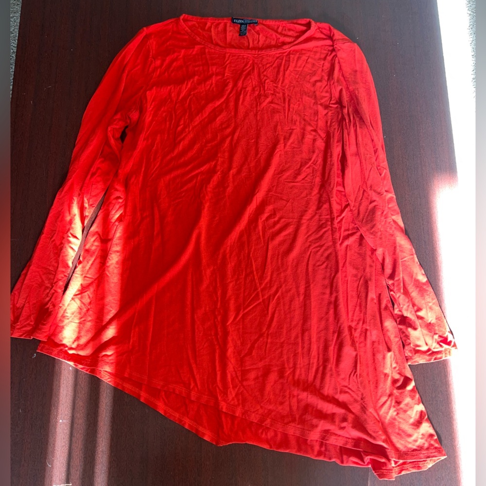 Eileen Fisher Asymmetrical Red Long Sleeve Top